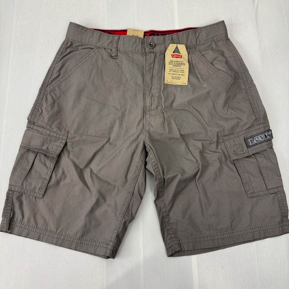 NWT Levi's Cargo Shorts Boys 16 Gray Relaxed Fit XX Cargo Utility Outdoor Casual